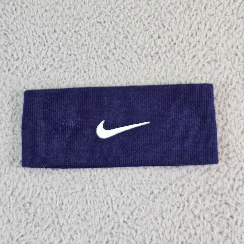 Vintage Nike Hat Mens One Size Blue Knit Skull Cap Headband Stretch Swoosh Logo